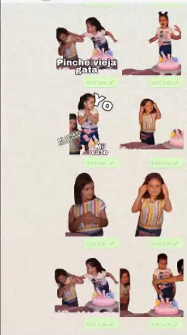 Algunos de los stickers que imitaron Thalía e Itatí Cantoral. Foto: Twitter