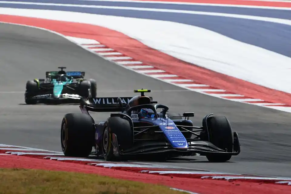 Colapinto a bordo de su Williams, en el circuito texano. FOTO: AFP