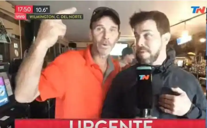 Un yanqui le hizo bullying al cronista de TN que fue a EE.UU. a cubrir el huracán Dorian