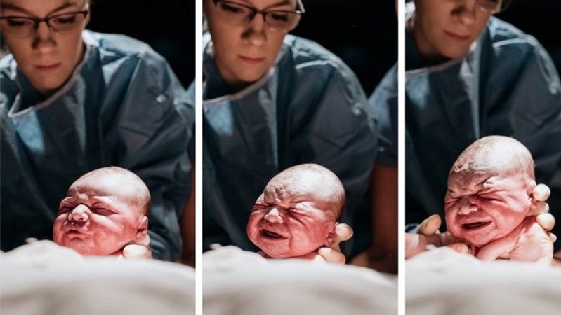 Fotógrafa capturó el momento exacto del nacimiento de su hijo