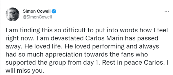 Simon Cowell despidió a su pupilo Carlos Marín. Foto Twitter