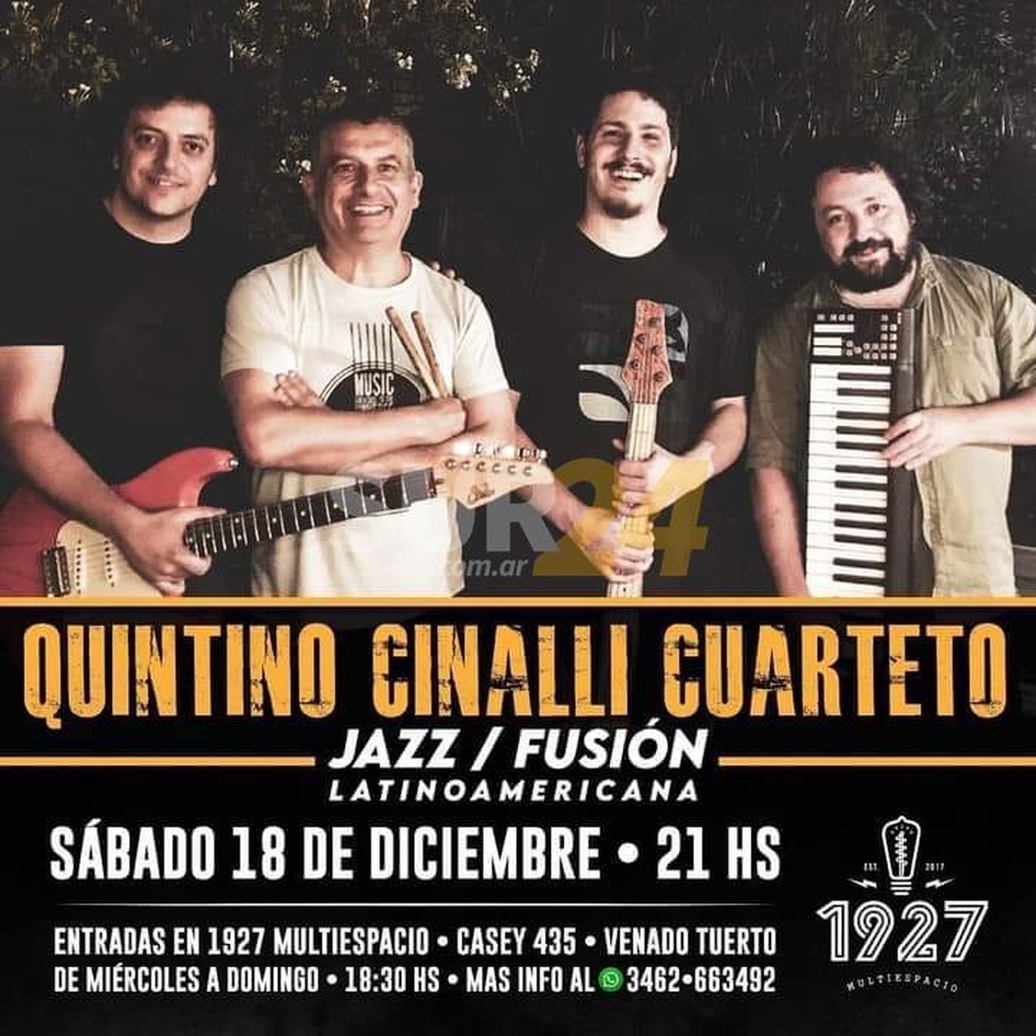 Quintino Cinalli Cuarteto se presenta en Venado Tuerto