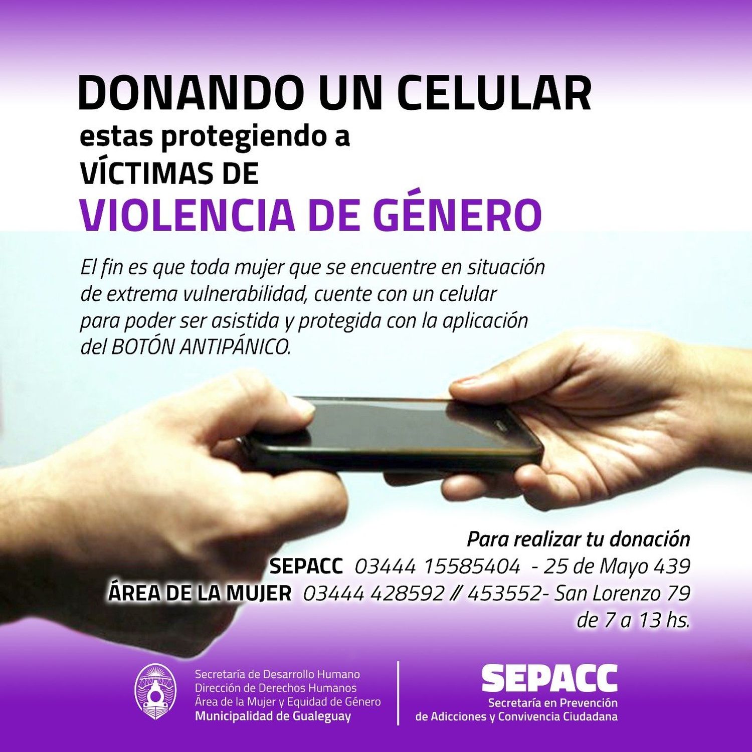 Campaña de Donación de Teléfonos Celulares "DONA Y PROTEGE"