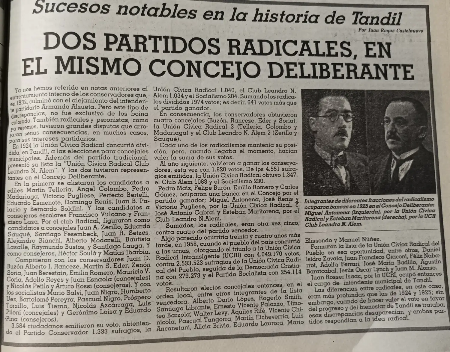 Dos partidos radicales, en el mismo Concejo Deliberante