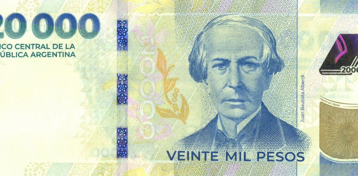 Tiene la imagen de Juan Bautista Alberdi, inspirador de la Constitución Nacional de 1853.