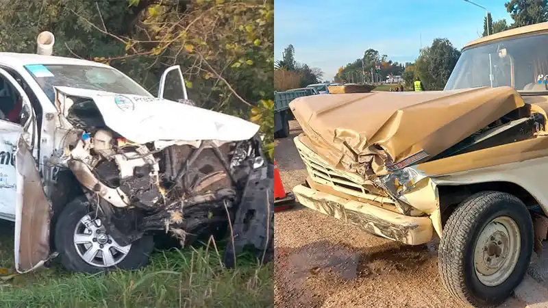 Dos camionetas chocaron en Ruta 12 y una terminó sobre la banquina