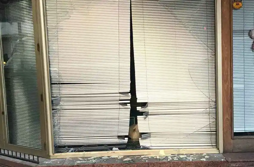 En un espectacular choque una moto se incrustó en la vidriera de un comercio del macrocentro