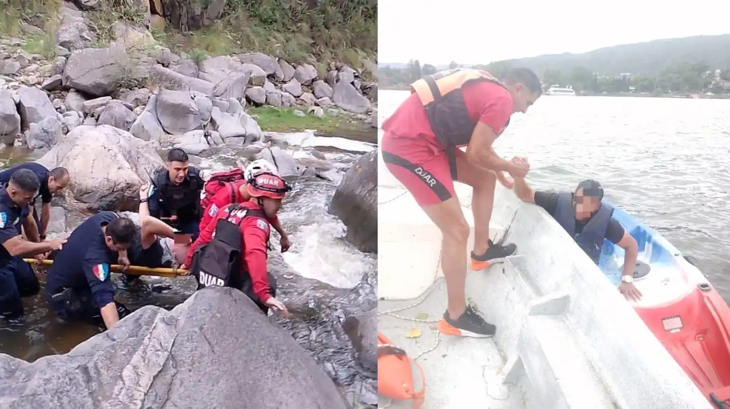 Rescataron a dos personas accidentadas en el Dique la Quebrada y el Lago San Roque