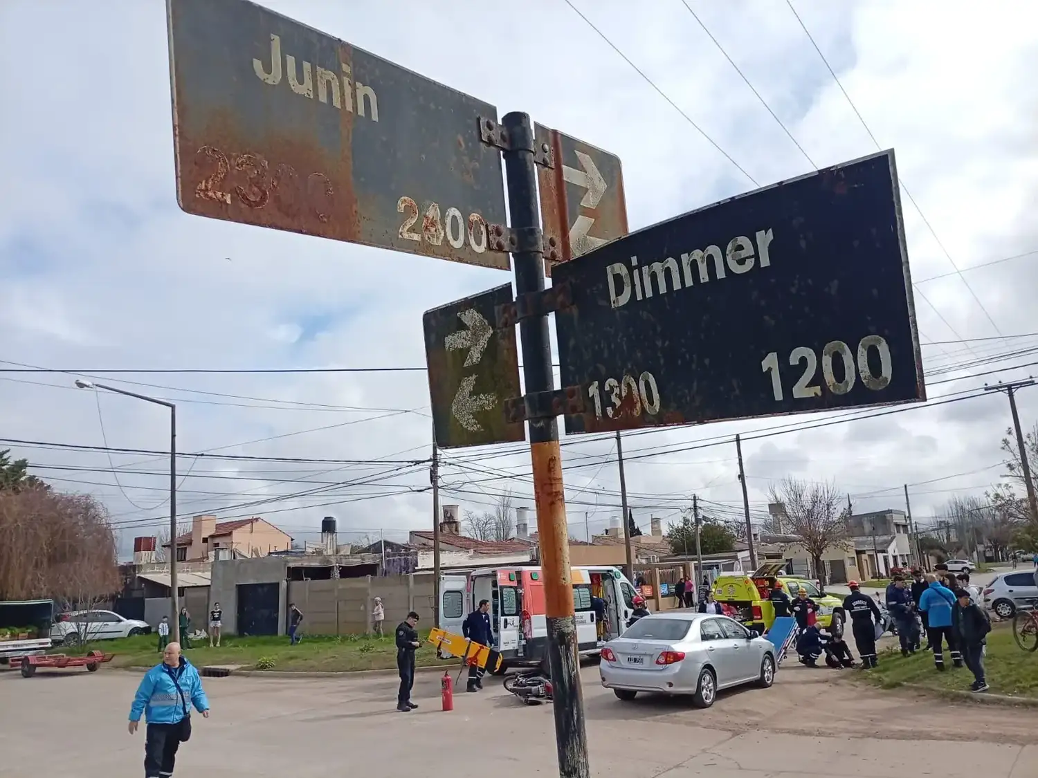 Colisión en calles Dimmer y Junín. Foto: BVVT