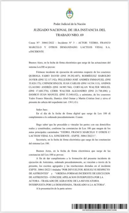 fallo judicial Lácteos Vidal - 1