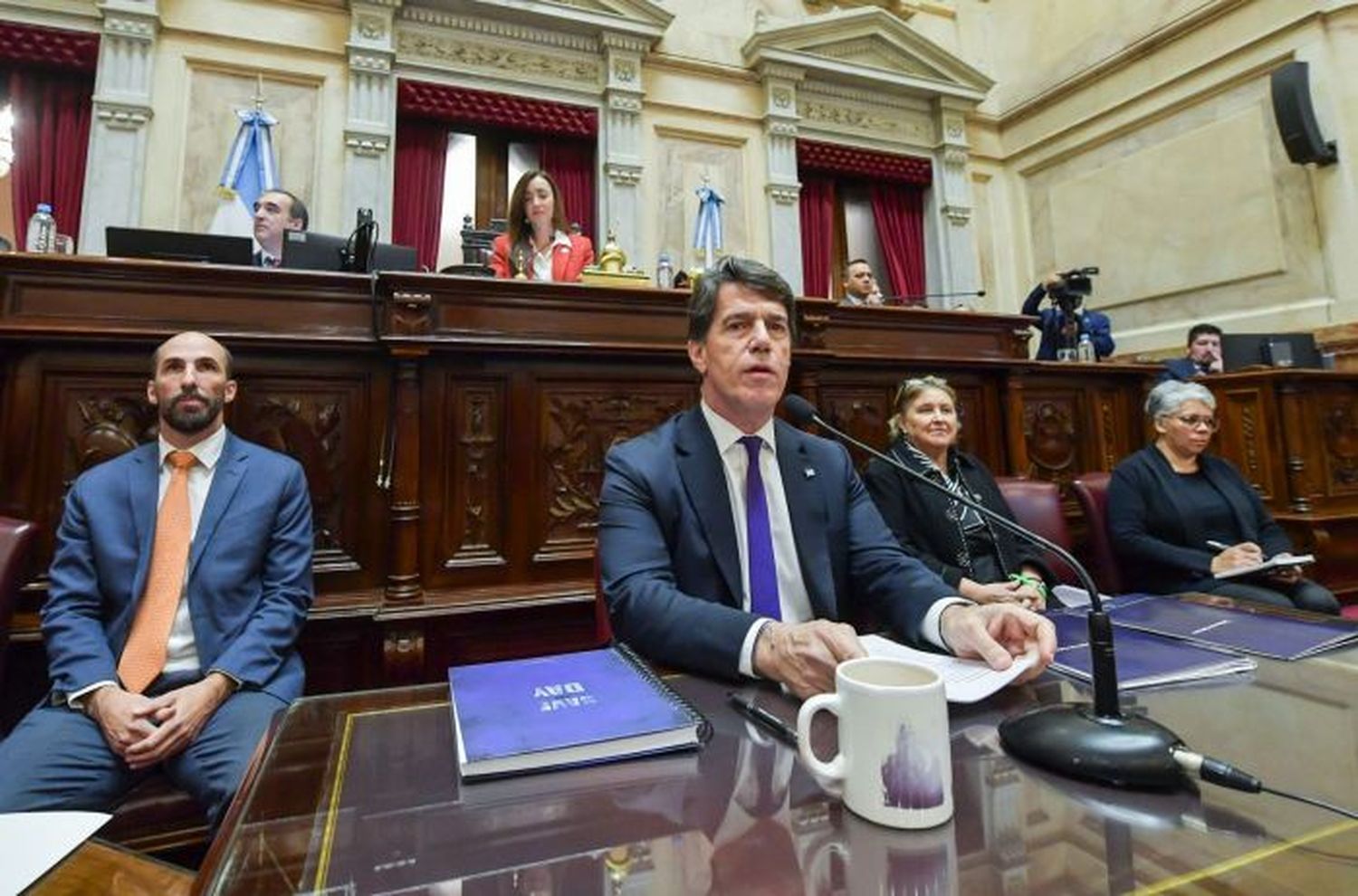 El jefe de Gabinete, Nicolás Posse, durante su exposición en el Senado, donde brindó su primer informe de gestión.