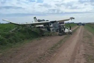 Hallaron cocaína dentro de una avioneta que hizo un aterrizaje forzoso en un campo de Arequito