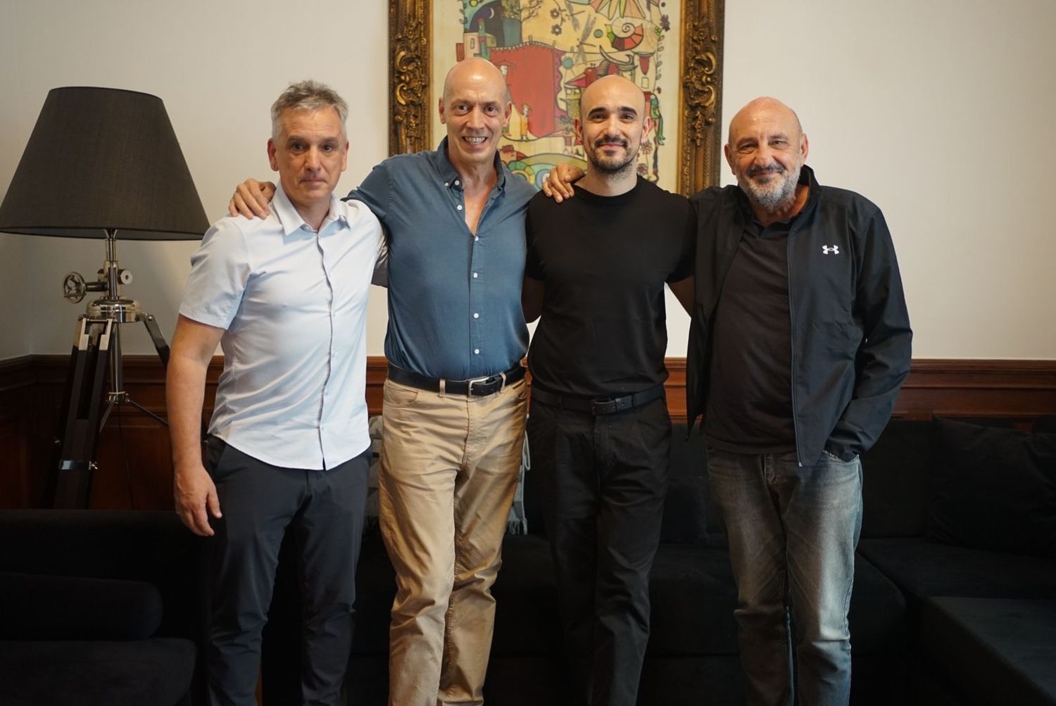 Abel Pintos, "Puma" Goity y Pompeyo Audivert juntos, antes de hacer temporada en el Teatro Tronador BNA