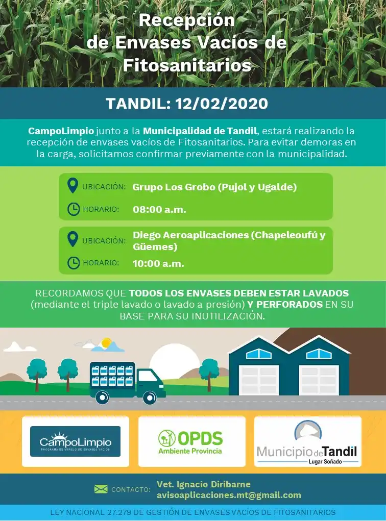 Se realizará una nueva campaña de  recolección de envases vacíos de fitosanitarios