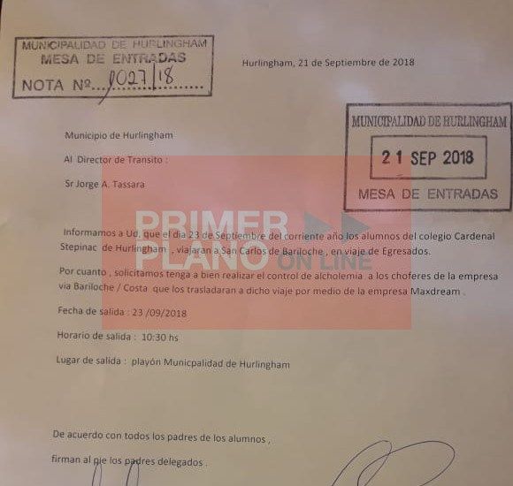 Como en Gualeguaychú: chofer de un viaje de egresados con alcoholemia positiva