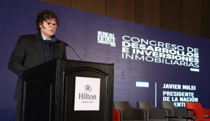 Javier Milei, durante su discurso