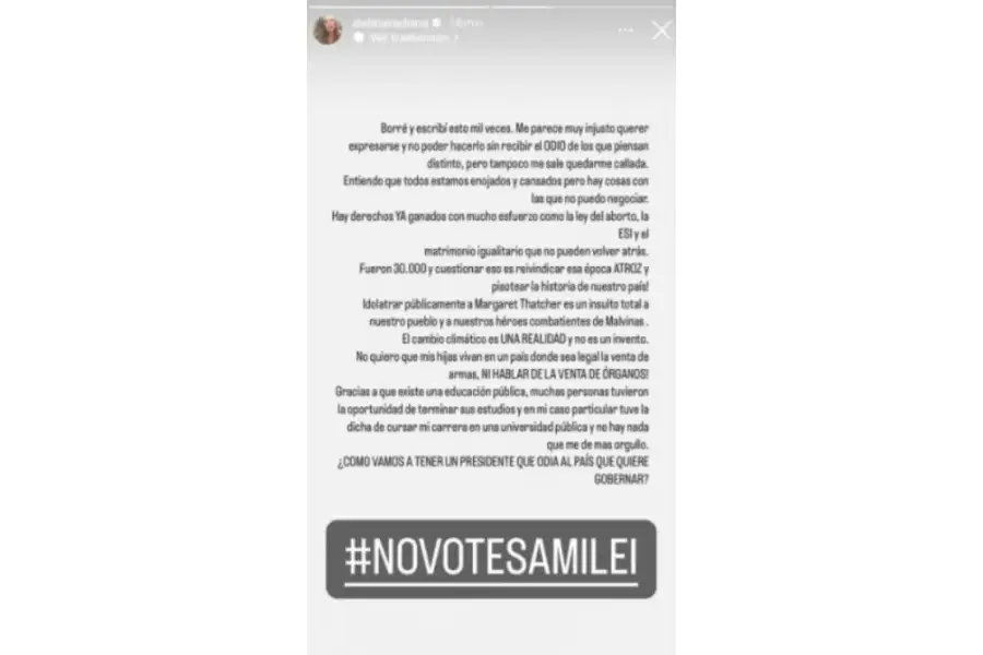El posteo de Dalma