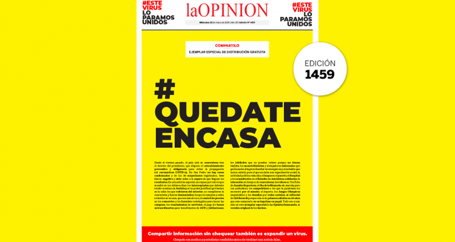 #QuedateEnCasa Leé gratis la edición 1459 de La Opinión