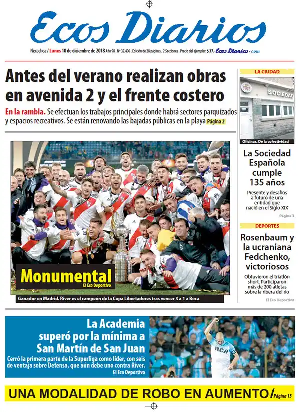 Tapa del 10 de diciembre de 2018