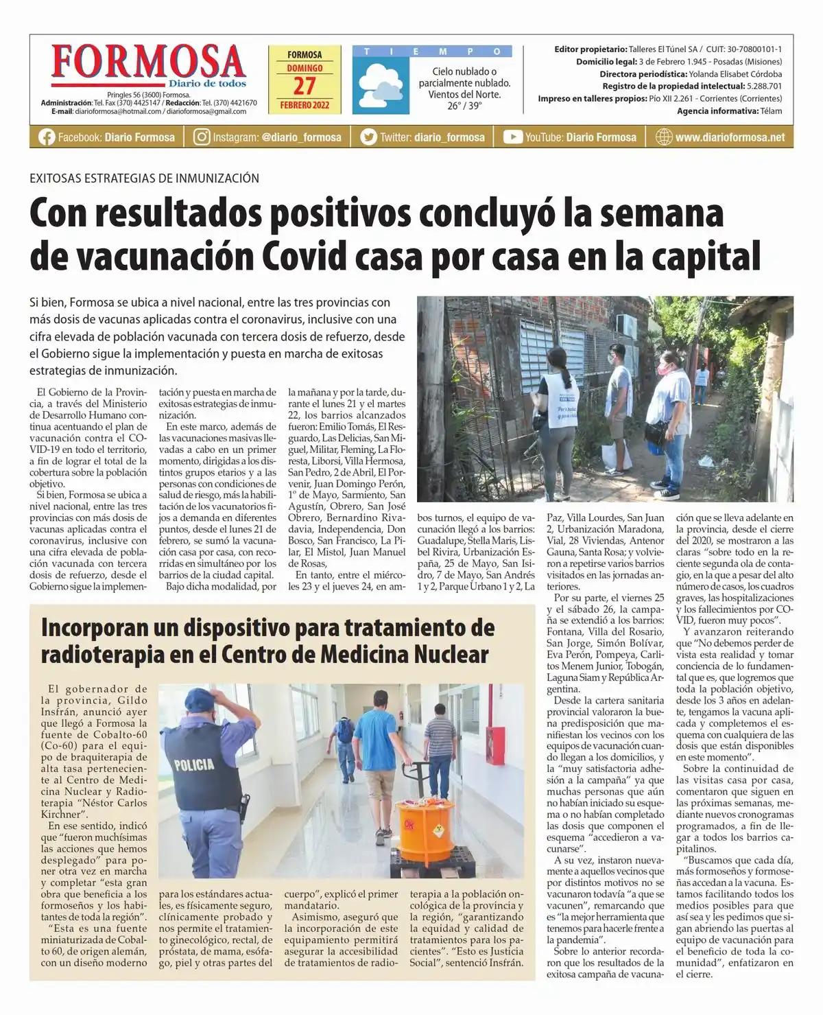 Tapa y Contratapa 27 de febrero de 2022