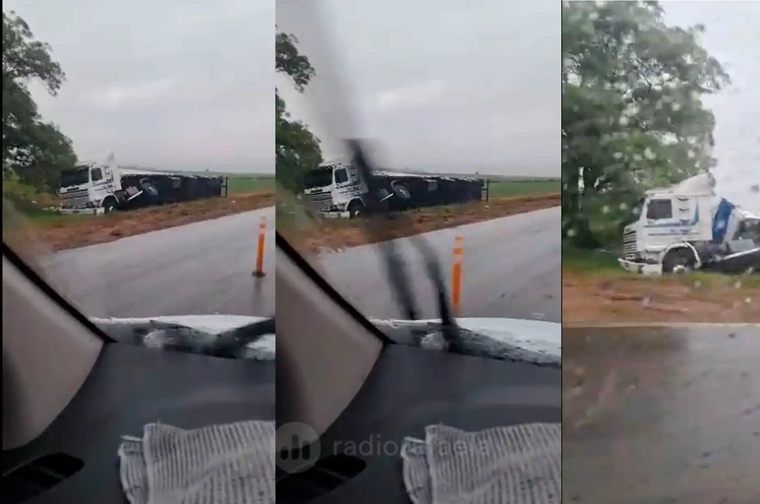 Choque en Ruta 34: un camión volcó tras un roce con un ómnibus que se dio a la fuga