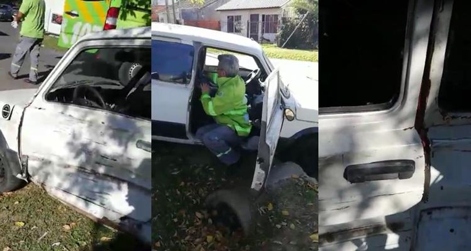 Un auto fue impactado por una camioneta y terminó en la zanja
