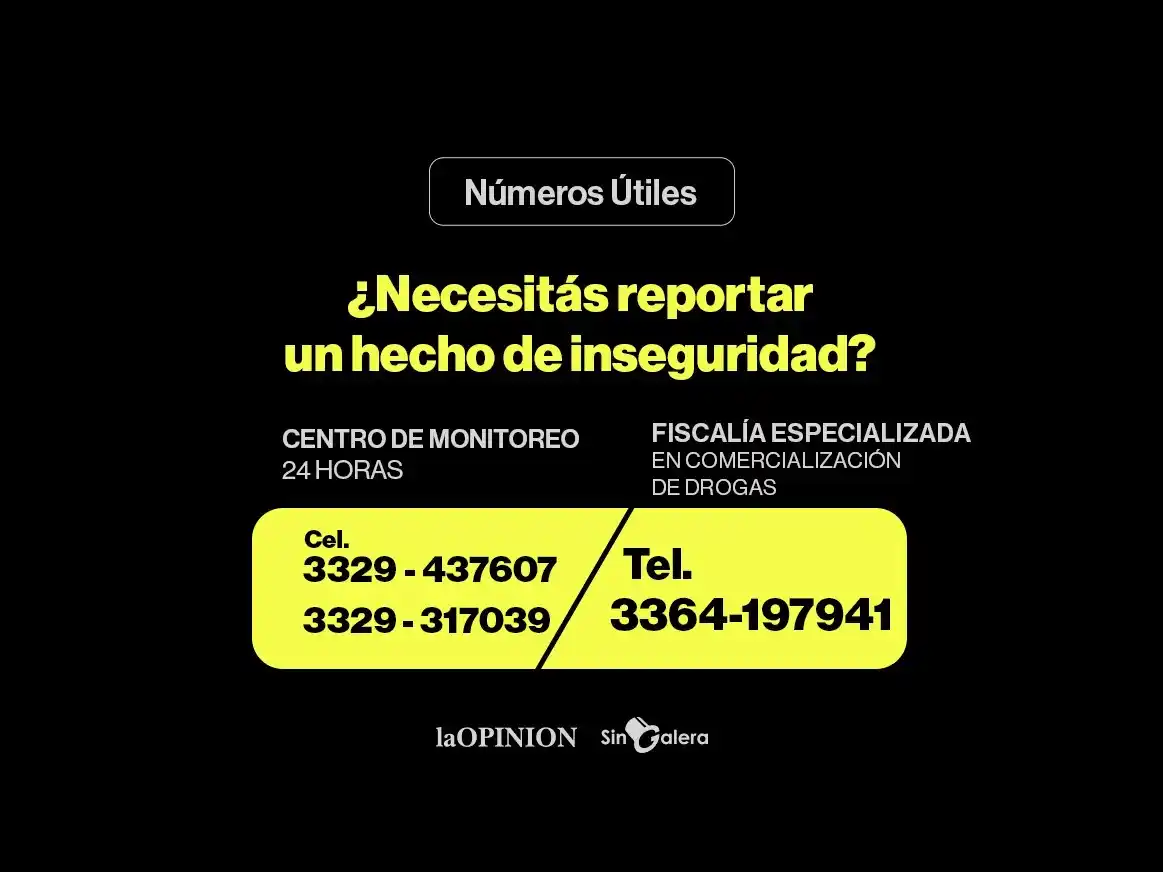 Los teléfonos del Centro de Monitoreo para denunciar un hecho de inseguridad y de la Fiscalía Especializada por Venta de Drogas.