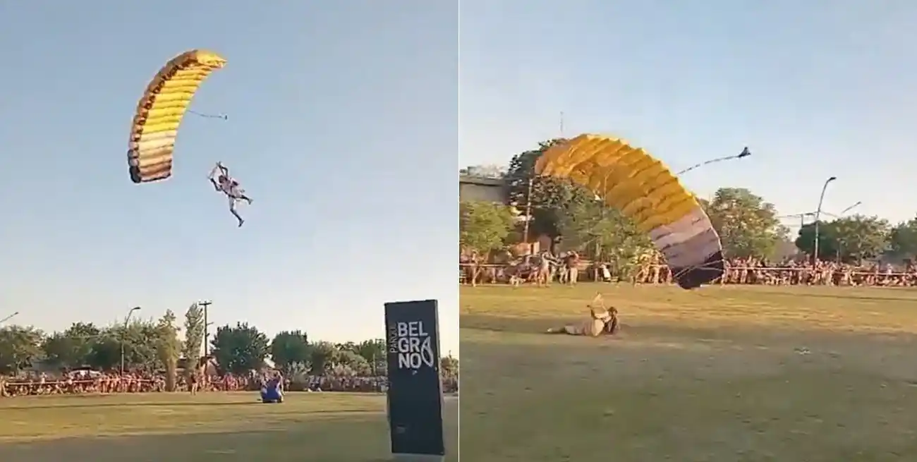 “Gaspar” descendía en paracaídas y sufrió una caída al aterrizar.