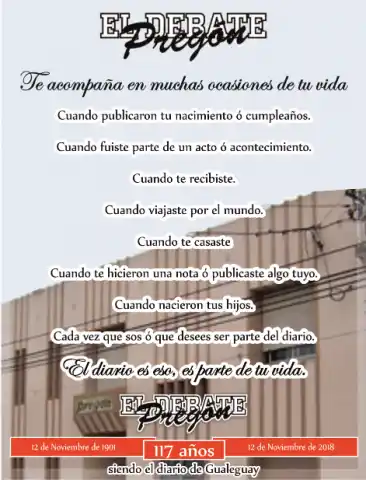 117º Aniversario de El Debate Pregón