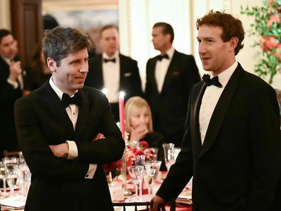 Sam Altman y Mark Zuckerberg, durante la cena de Estado que Trump ofreció a Xi Jinping
