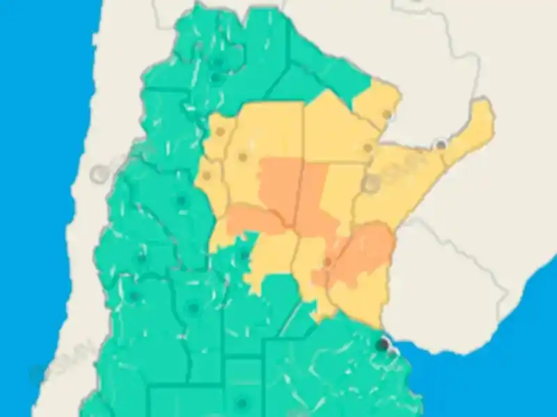Rige alerta naranja y amarilla por tormentas en Entre Ríos para las próximas 48 hs
