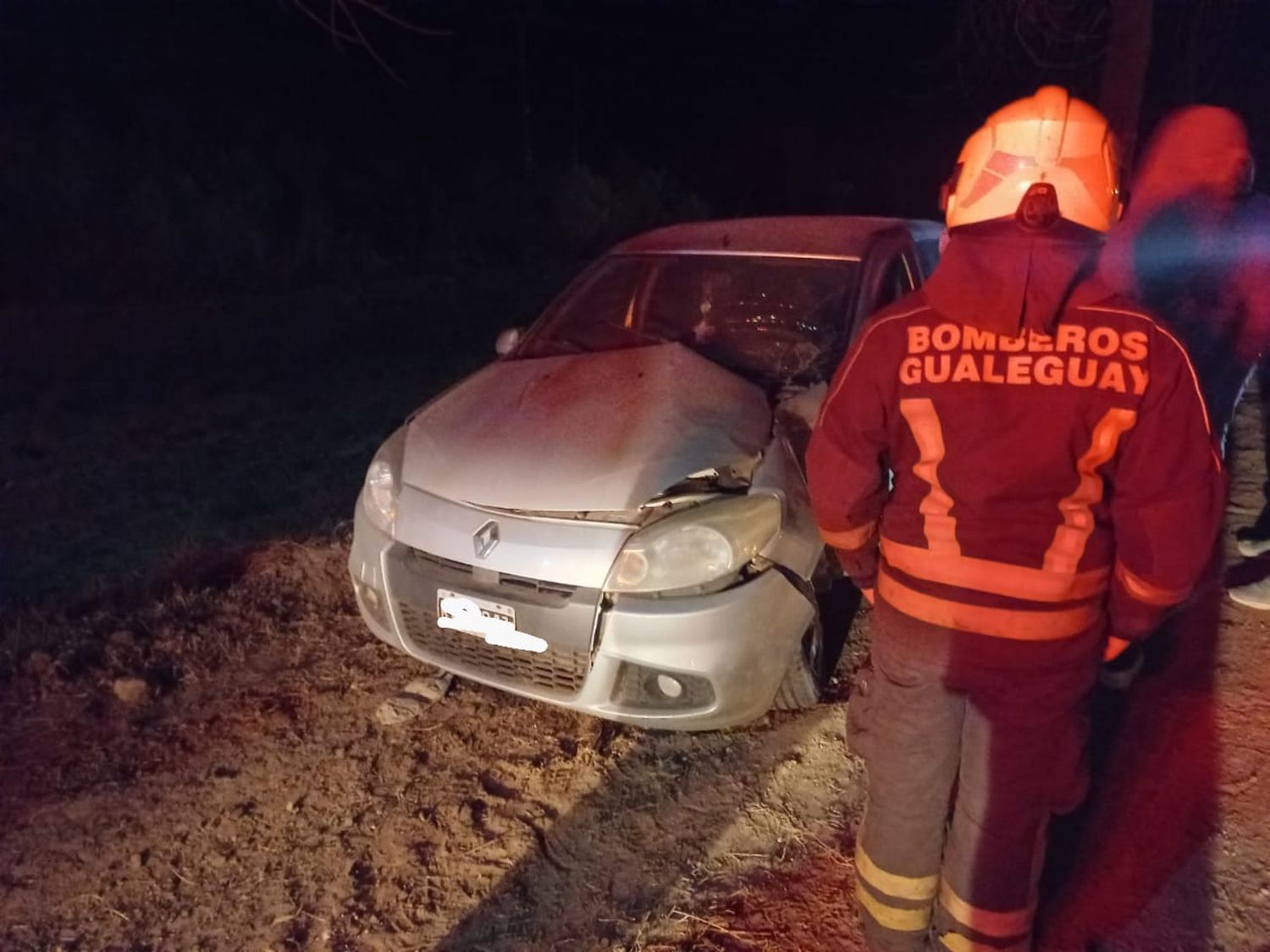 El conductor chocó el auto contra un árbol.