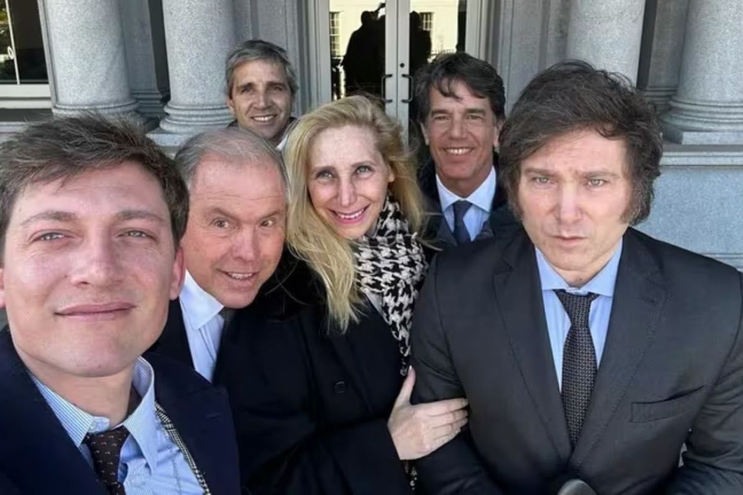 Javier Milei y su comitiva, durante el viaje a Estados Unidos.