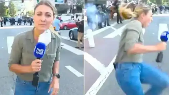 Estados Unidos: una periodista recibió un balazo de goma en vivo durante una protesta contra Trump