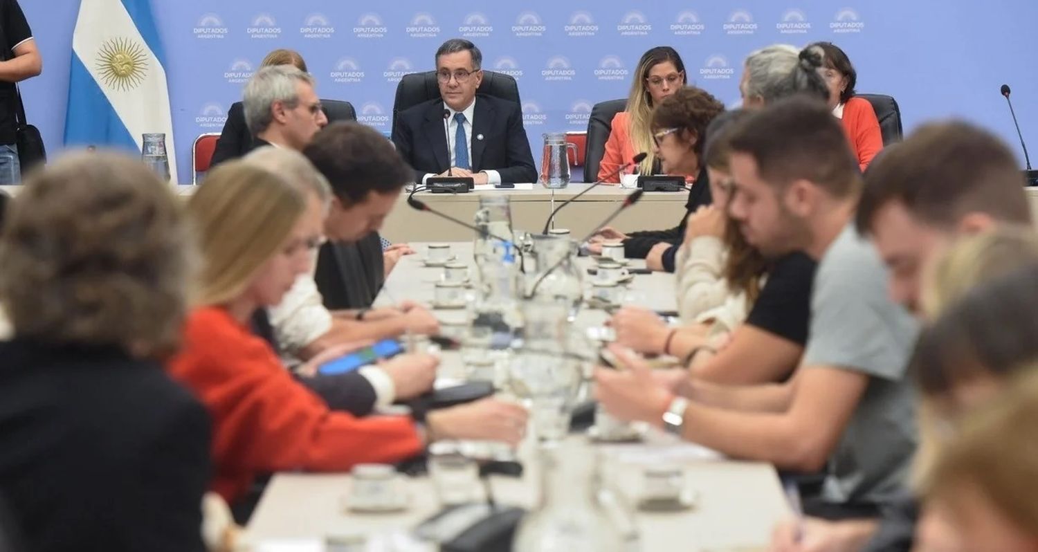 Presidida por el diputado nacional Alejandro Finocchiaro (PRO), la comisión de Educación recibió a referentes educativos para continuar con el debate de los diversos proyectos que abordan el financiamiento de las Universidades Nacionales. Foto: Gentileza Diputados.