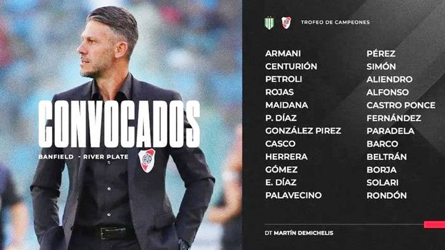 Con Paulo Díaz y sin De la Cruz, los convocados de River  para la semifinal con Banfield del Trofeo de Campeones