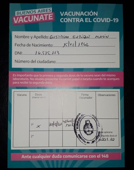 Gustavo Marín, médico terapista, primer sampedrino con Covid y primero en vacunarse con la Sputnik-V