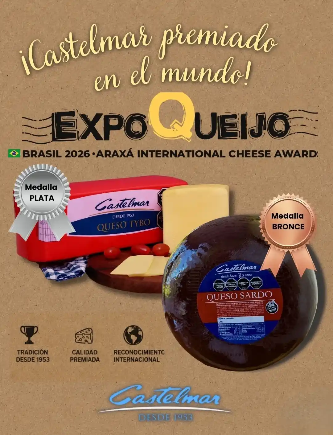 Quesos de Castelli brillan en Brasil: Castelmar obtuvo plata y bronce en ExpoQueijo 2026