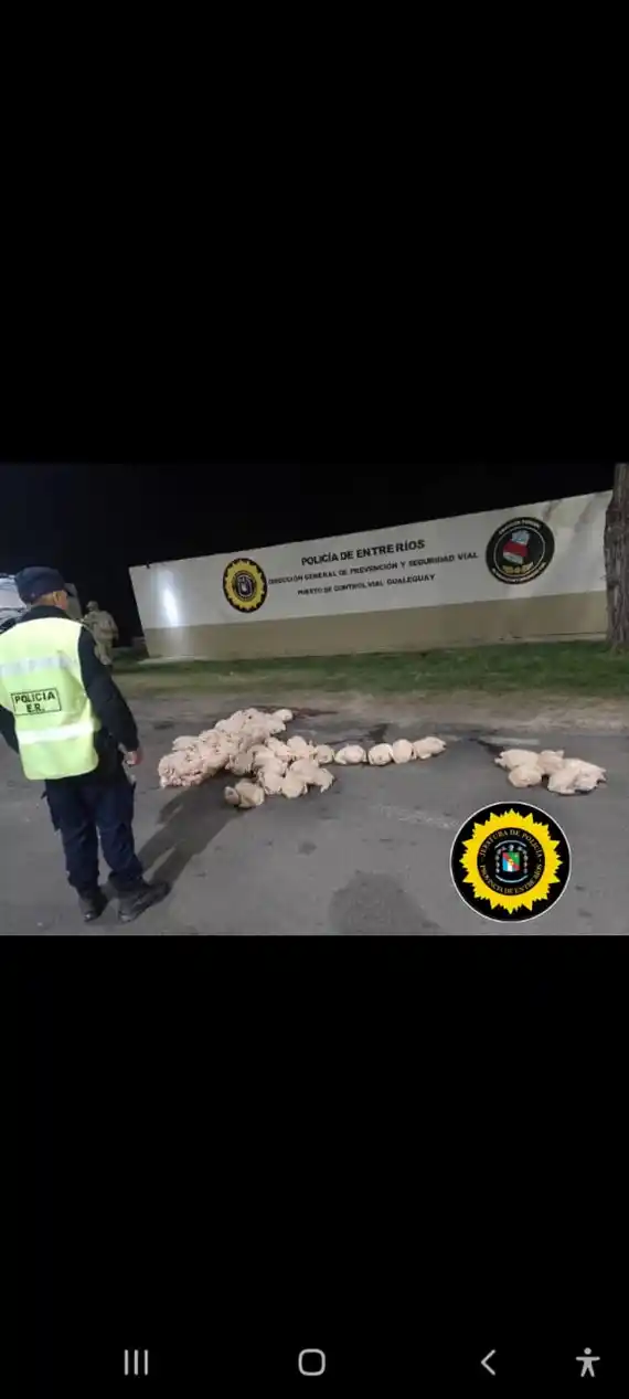 Policía intercepta Hilux con carga ilegal de pollos en Gualeguay
