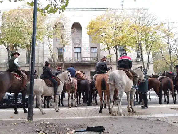 Mar del Plata: protesta a caballo frente al palacio municipal