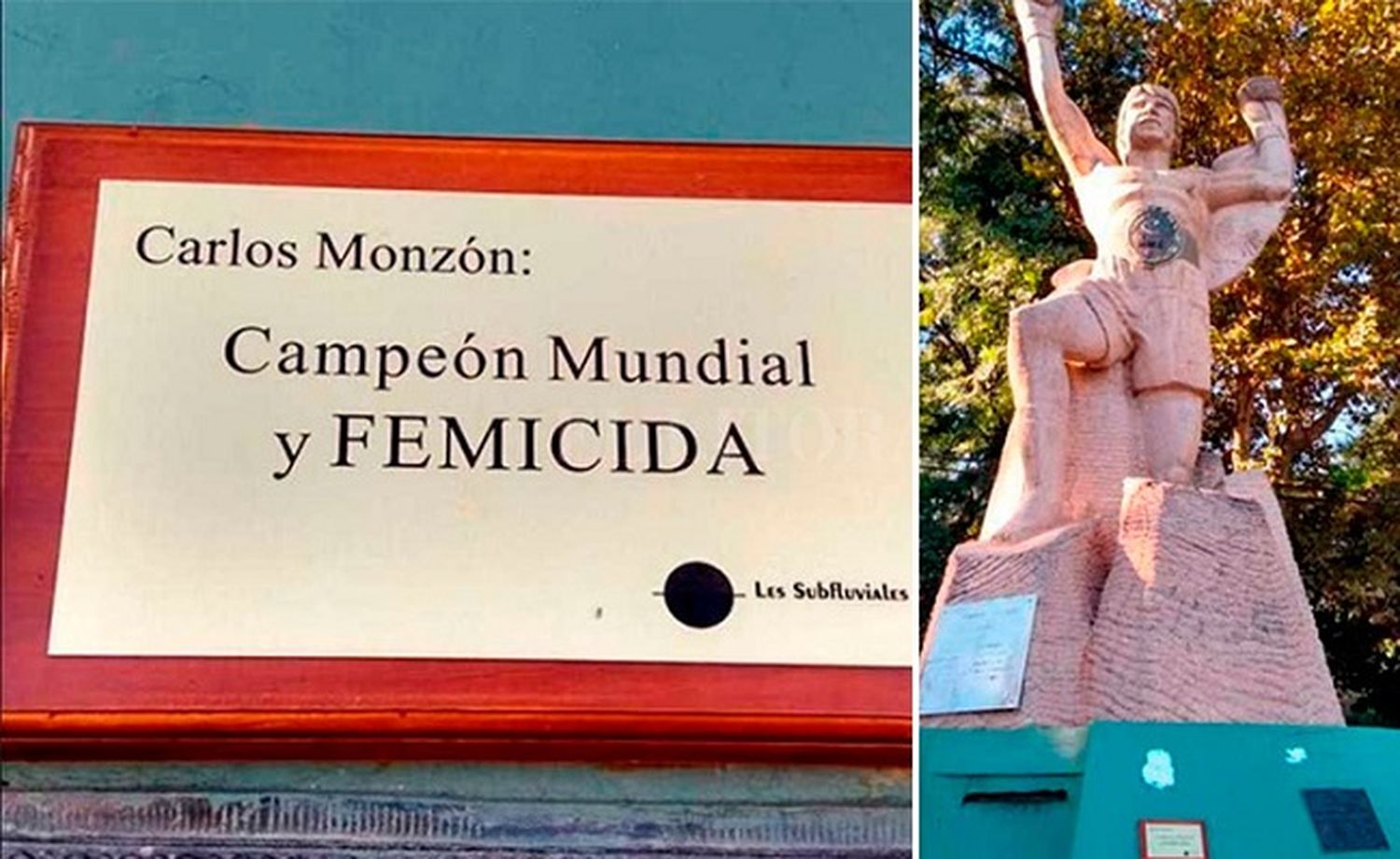 Polémica por placa en el monumento a Monzón: "Campeón mundial y femicida"