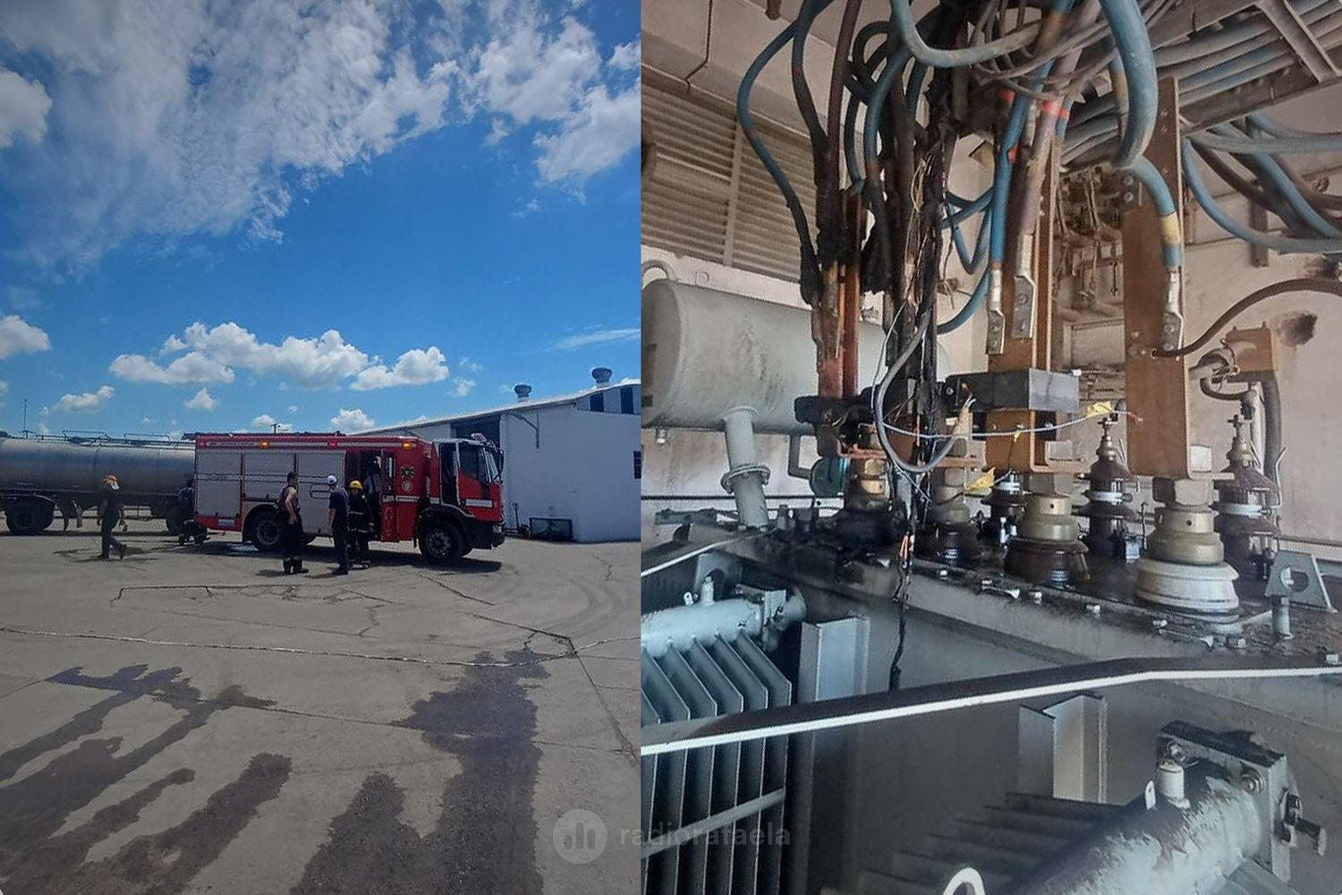 Enorme susto en una planta láctea de la región por un incendio en un transformador