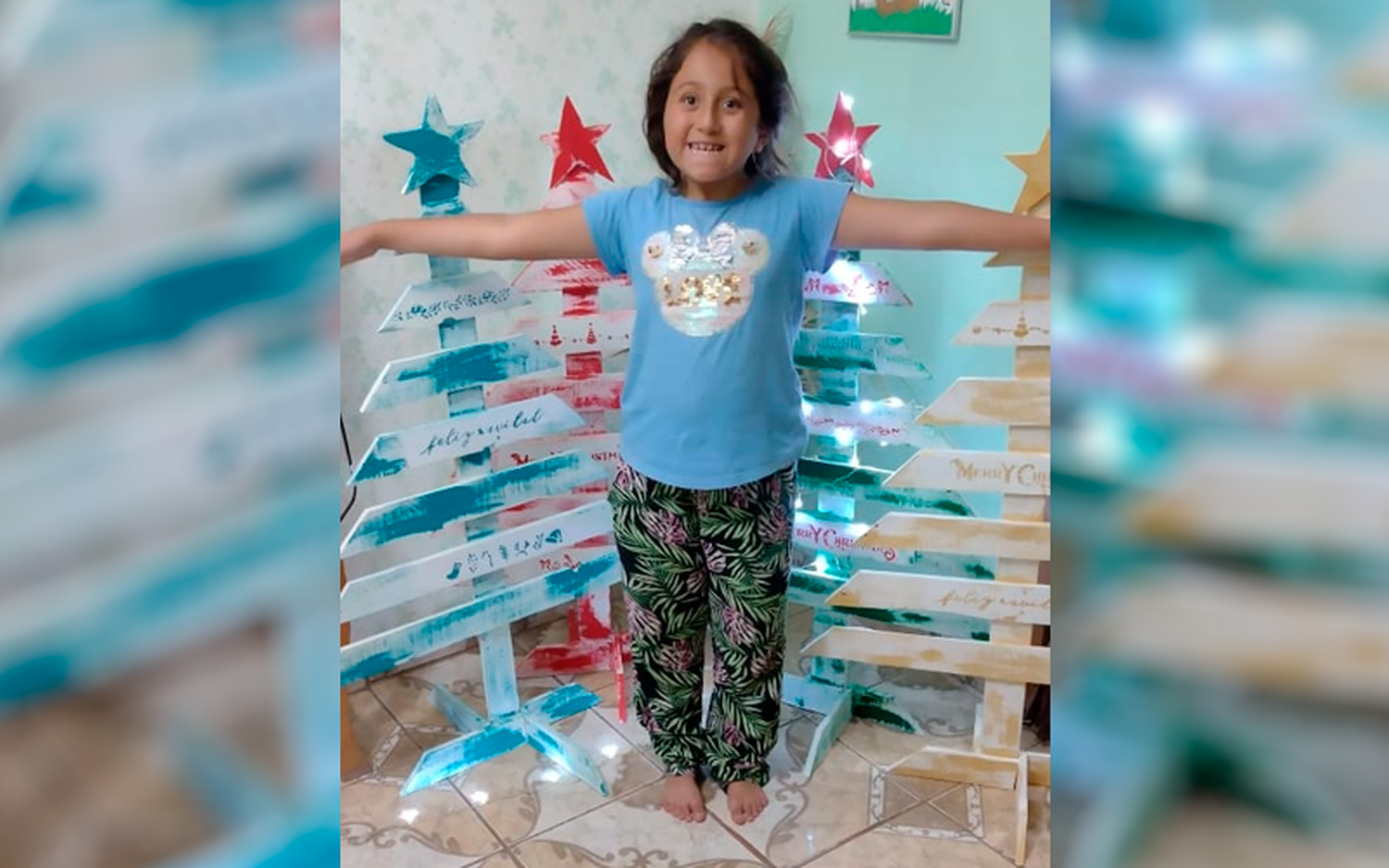 Nina vende arbolitos para costear su tratamiento médico