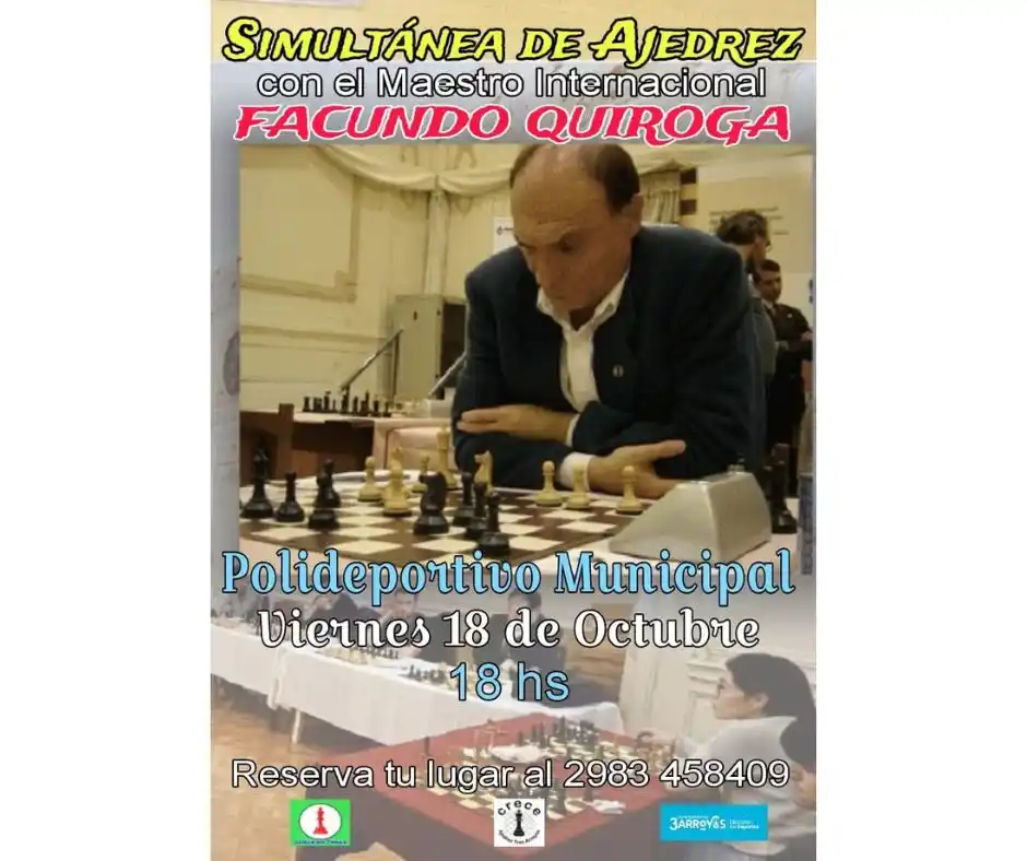 Simultánea de ajedrez con Facundo Quiroga en el Polideportivo