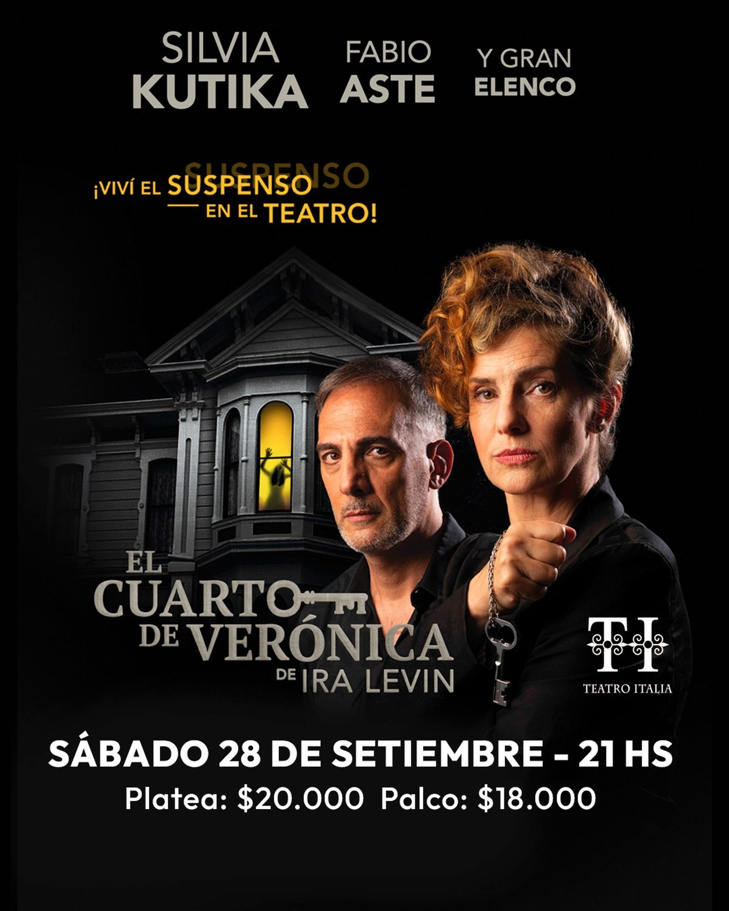 Teatro Italia presenta esta noche, 21.00 hs.
“El cuarto de Verónica”,  de Ira Levin