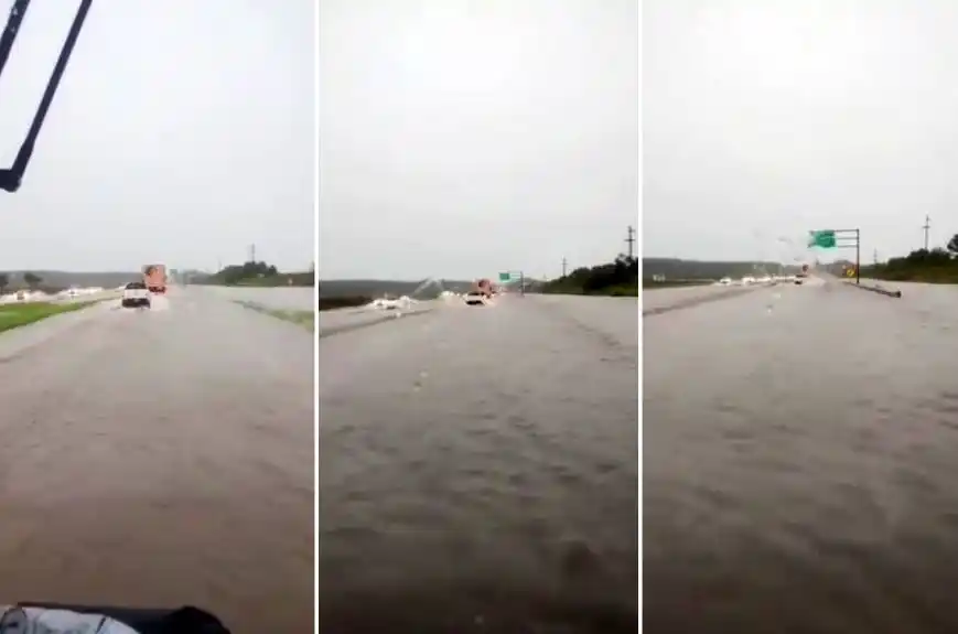 La Autovía Artigas quedó tapada por el agua durante el último temporal