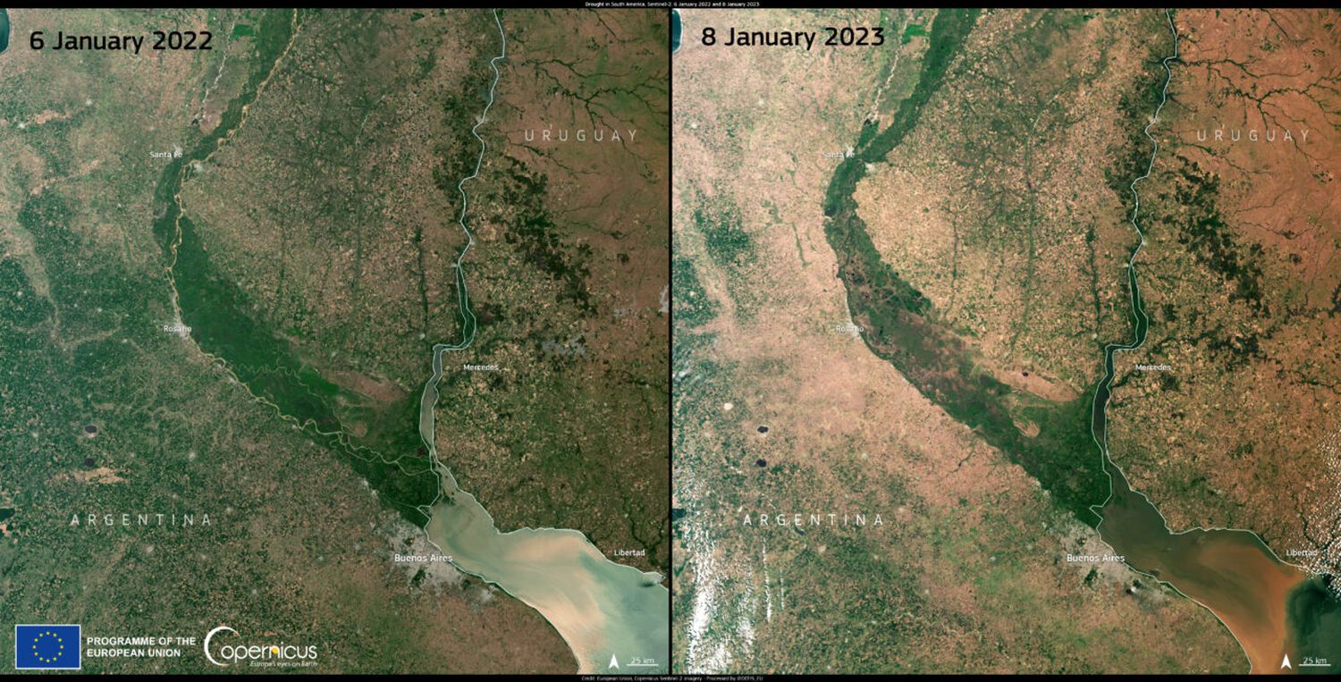 Escalofriante imagen de la sequía en Argentina, vista desde el espacio
