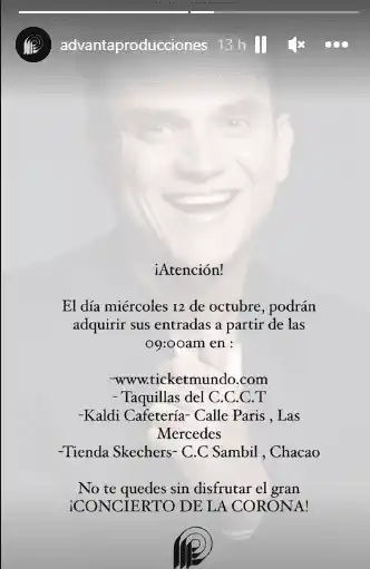 El concierto de Silvestre Dangond será después del Miss Venezuela. Foto Instagram