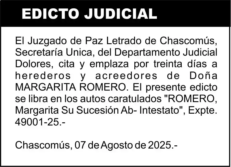 ROMERO, Margarita Su Sucesión Ab-Intestato
