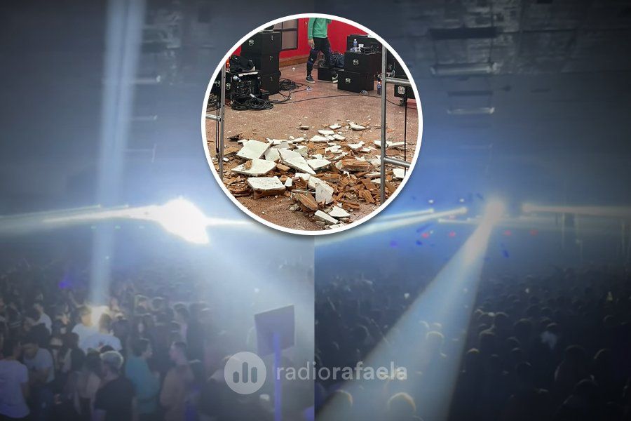 En plena fiesta, se derrumbó parte del cielo raso del Club 9 de Julio y tuvieron que desalojar